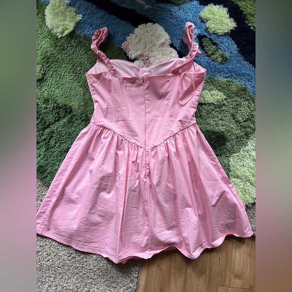 Pink Ruffled Strap Dress - Picture 2 of 7